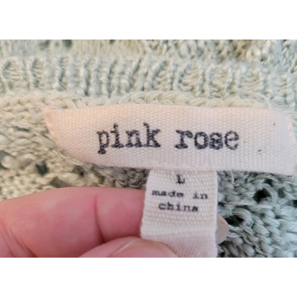 SALE-Pink rose women's sea foam green open knit sweater size M/L - Picture 10 of 11